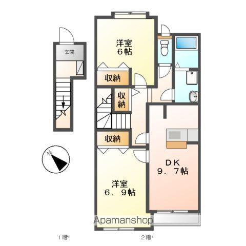 チェリーヒルズ(2DK/2階)の間取り写真