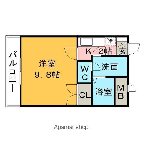 8LEAVES(1K/1階)の間取り写真