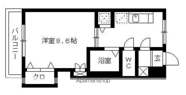 ヴィラージュ室見(1K/4階)の間取り写真