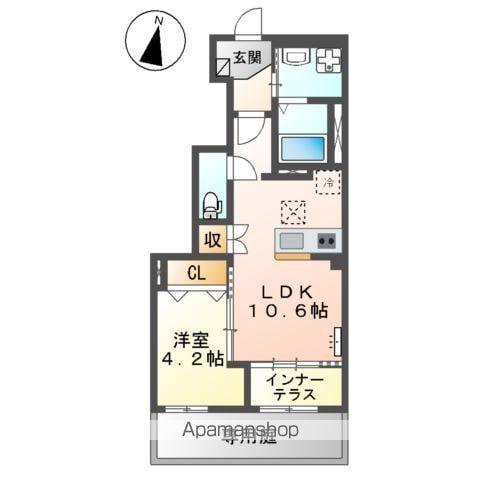 内牧アパートB棟 工事(1LDK/1階)の間取り写真