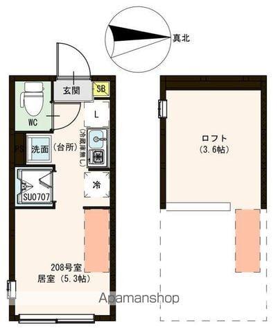 ハーモニーテラス中村南(ワンルーム/2階)の間取り写真