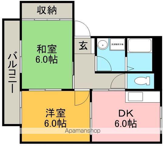 ハピネス西之坊(2DK/1階)の間取り写真