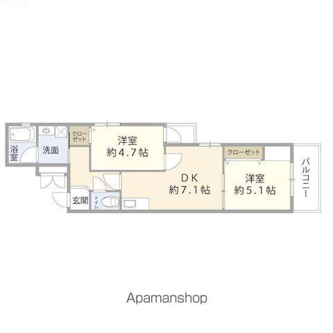 レスコ中島参番館ウエスト(2DK/3階)の間取り写真