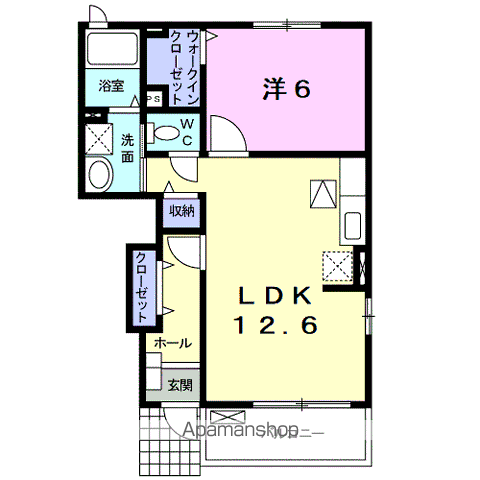 ヴァーサKSⅠ(1LDK/1階)の間取り写真