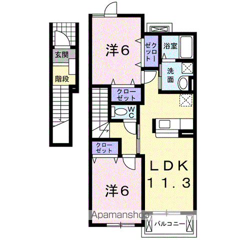 ユーロガーデンⅡ(2LDK/2階)の間取り写真
