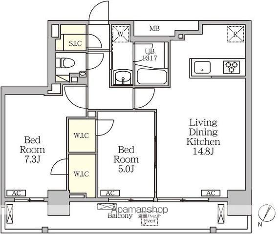 ジオエント白金台(2LDK/6階)の間取り写真