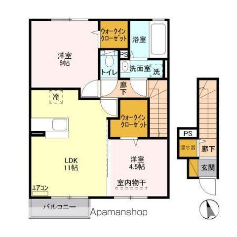 グリーンアベニューⅡ(2LDK/2階)の間取り写真