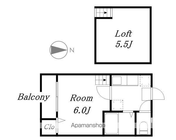 シュノンソー名古屋(1K/2階)の間取り写真