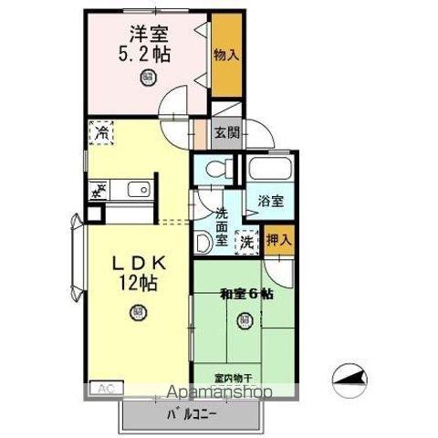 コートダジュールTⅡ A棟(2LDK/2階)の間取り写真