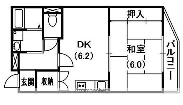 ガーデンハイツA棟(1DK/2階)の間取り写真