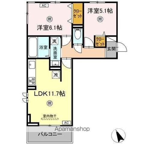 シエル原田(2LDK/2階)の間取り写真