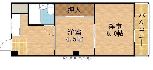 ブルースカイハイツ新森(2K/3階)の間取り写真