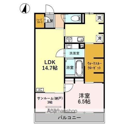 SKY TERRACEⅠ(1LDK/3階)の間取り写真