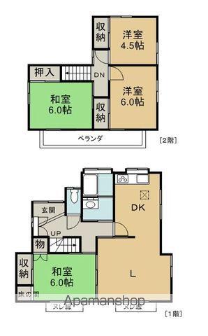 東北本線 槻木駅 徒歩22分 2階建 築42年(4LDK)の間取り写真