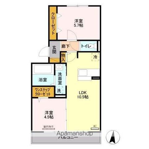 レイク藤和 A(2LDK/3階)の間取り写真