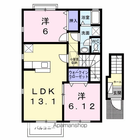 ヴィラ・ファミール B棟(2LDK/2階)の間取り写真