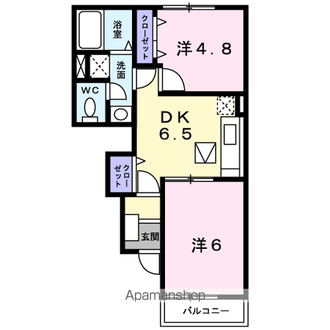 メゾングレイスA(2DK/1階)の間取り写真