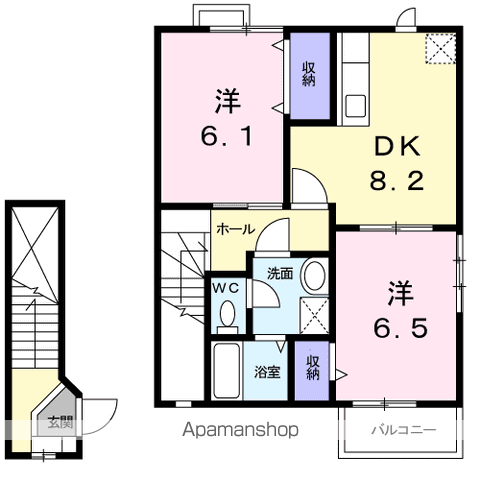 カーサファミールM(2DK/2階)の間取り写真