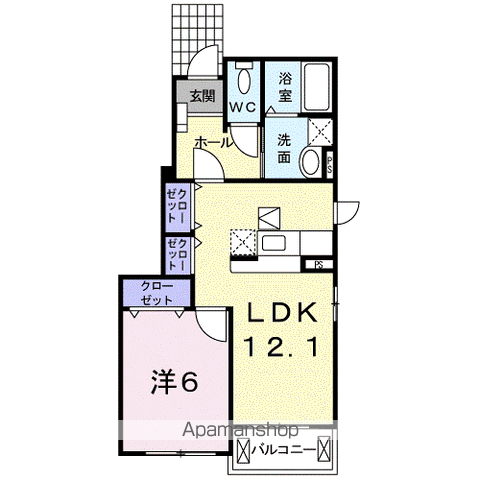 フォーゲルB(1LDK/1階)の間取り写真