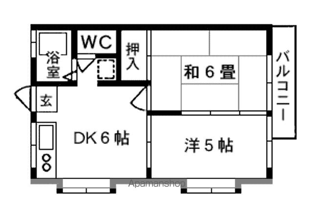 ヴィラ・ボヌール向山(2DK/2階)の間取り写真