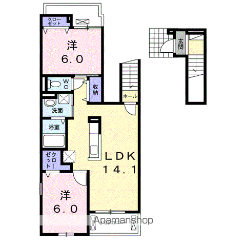 キャッスルバレー加須(2LDK/2階)の間取り写真