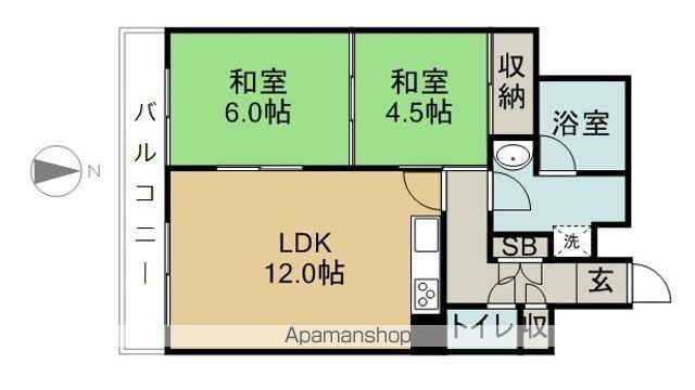 セントポリア木町(2LDK/4階)の間取り写真