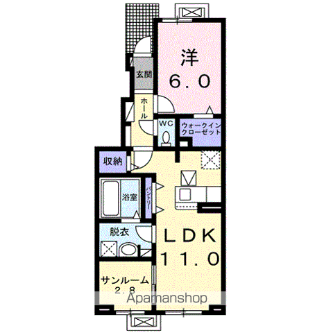 ハビテ西軽井沢(1LDK/1階)の間取り写真