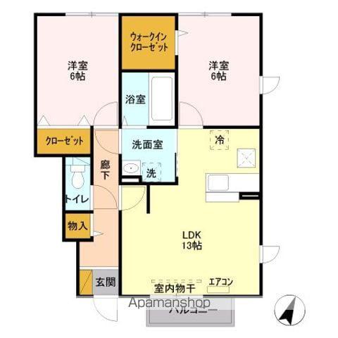 シエスタⅠ(2LDK/1階)の間取り写真