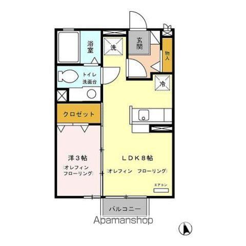 ラ・シャスト Ⅱ AB(1LDK/1階)の間取り写真