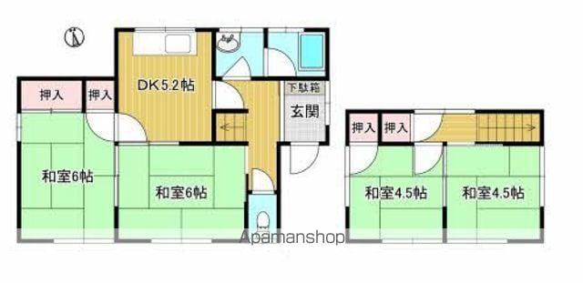 愛媛県松山市 2階建 築44年(4K)の間取り写真