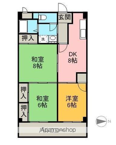 アサヒパレス宇高(3DK/3階)の間取り写真