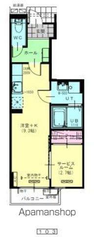 トレーフルⅢ(1K/1階)の間取り写真