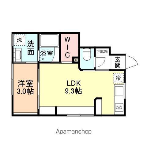富山市向新庄町4丁目アパートB棟(1LDK/1階)の間取り写真