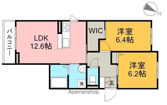シャーメゾンカープ(2LDK/1階)の間取り写真