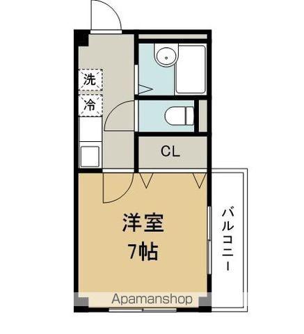 ボヌールK(1K/2階)の間取り写真