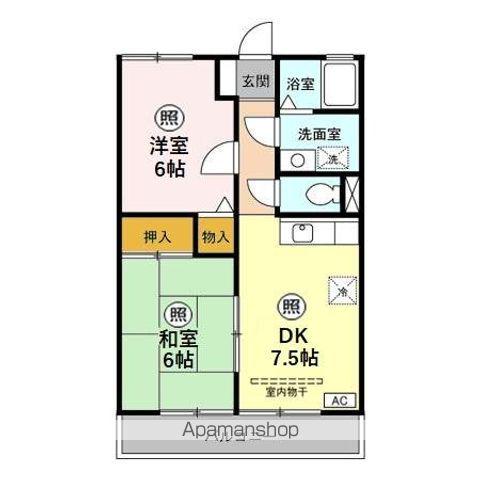 ボナールリン(2DK/2階)の間取り写真