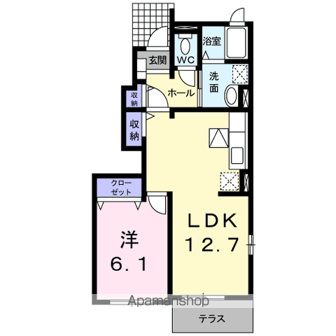 プロムナードⅡ(1LDK/1階)の間取り写真