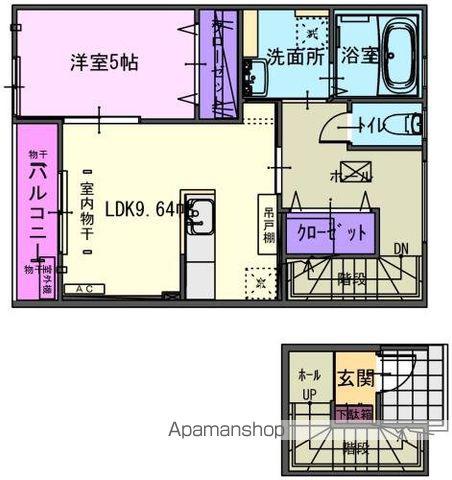 BOLAS上野町B(1LDK/2階)の間取り写真