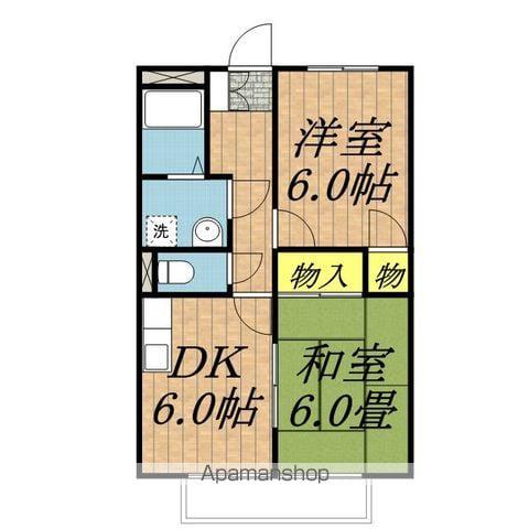 リバティーハイツB(2DK/2階)の間取り写真