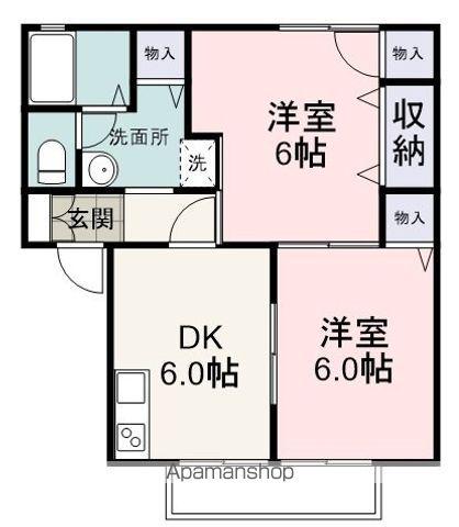 アルメリア(2DK/2階)の間取り写真