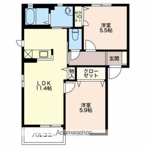 クロワール見付久保C棟(2LDK/2階)の間取り写真