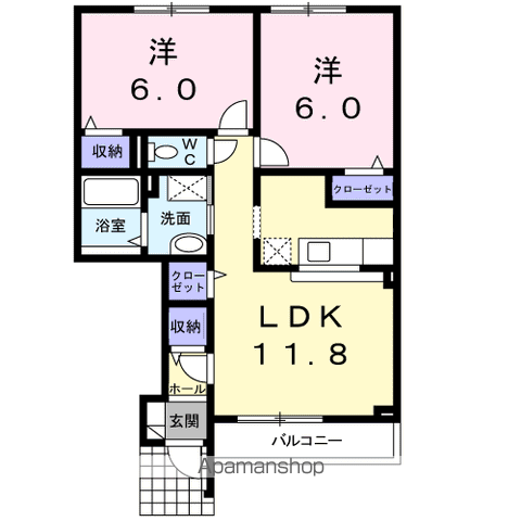 LEAFPLAZAⅡ(2LDK/1階)の間取り写真