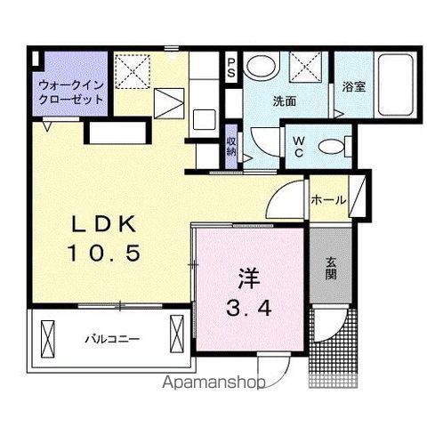 パルガーデン中央インターⅡ(1LDK/1階)の間取り写真