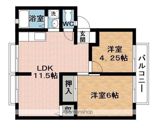 ロイヤルヒルズ3番館(2LDK/1階)の間取り写真