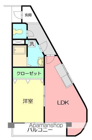 不二ビル(1LDK/4階)の間取り写真
