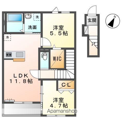 チャコールⅡ番館(2LDK/2階)の間取り写真