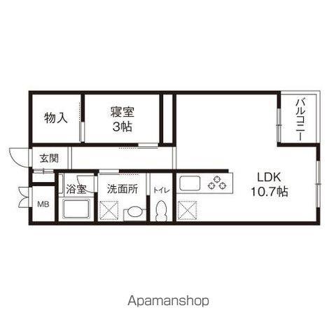 四季の街ドゥ・モンターニュ春(1LDK/1階)の間取り写真