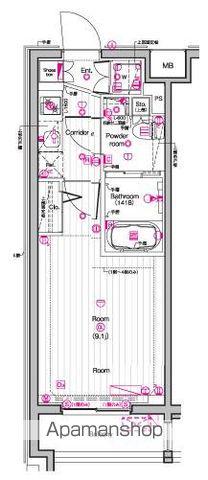 THE PREMIUM CUBE G 東中野(1K/2階)の間取り写真