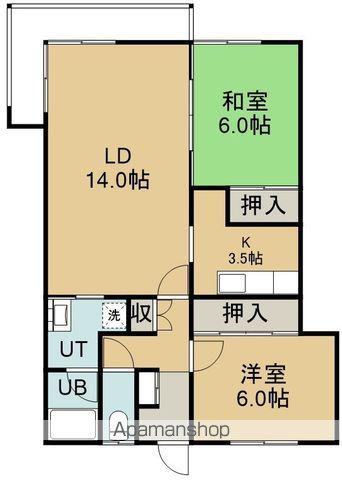 パレスはなぞの(2LDK/1階)の間取り写真