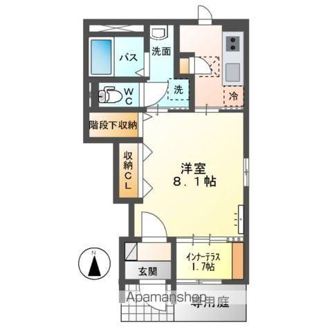 テンテラス(1K/1階)の間取り写真